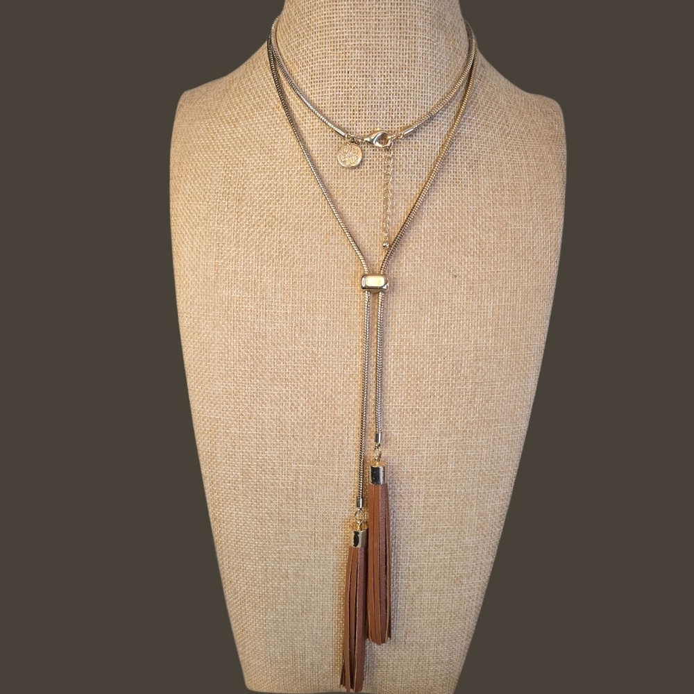 White House Black Market Lariat Tassel Necklace